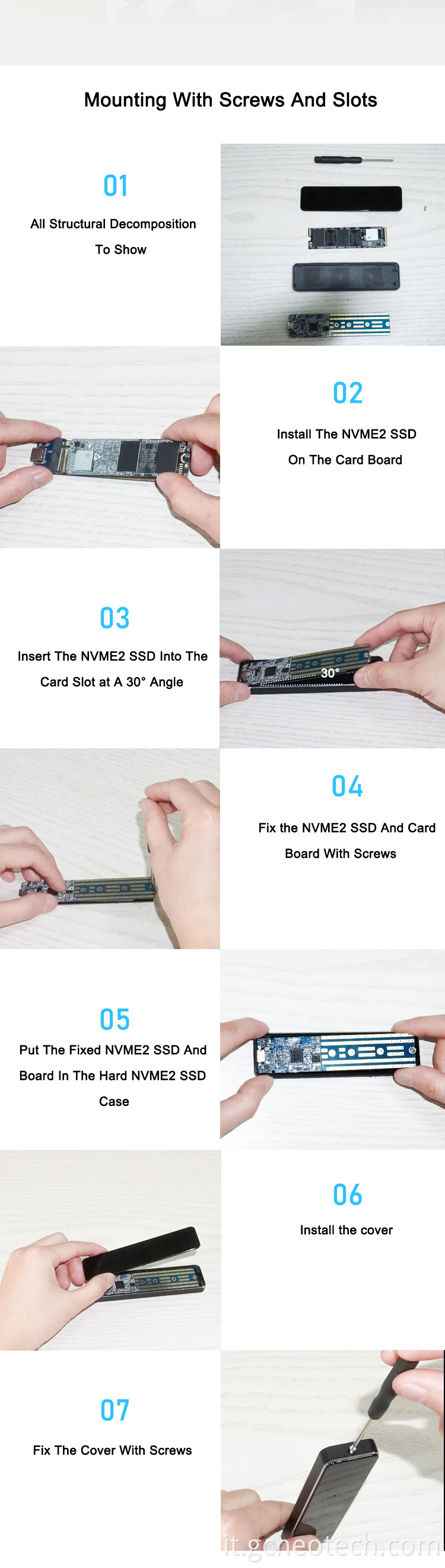 Caso SSD in alluminio Adattatore di trasferimento di dati ad alta velocità Aluminum Ssd Case High Speed Data Transfer Adapter